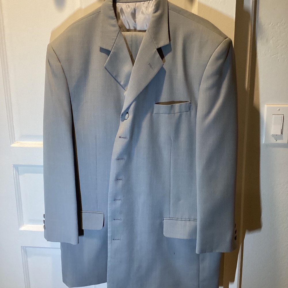 STACY ADAMS MENS 2PC CLASSIC LONG FASHION LIGHT GREY ZOOT SUIT